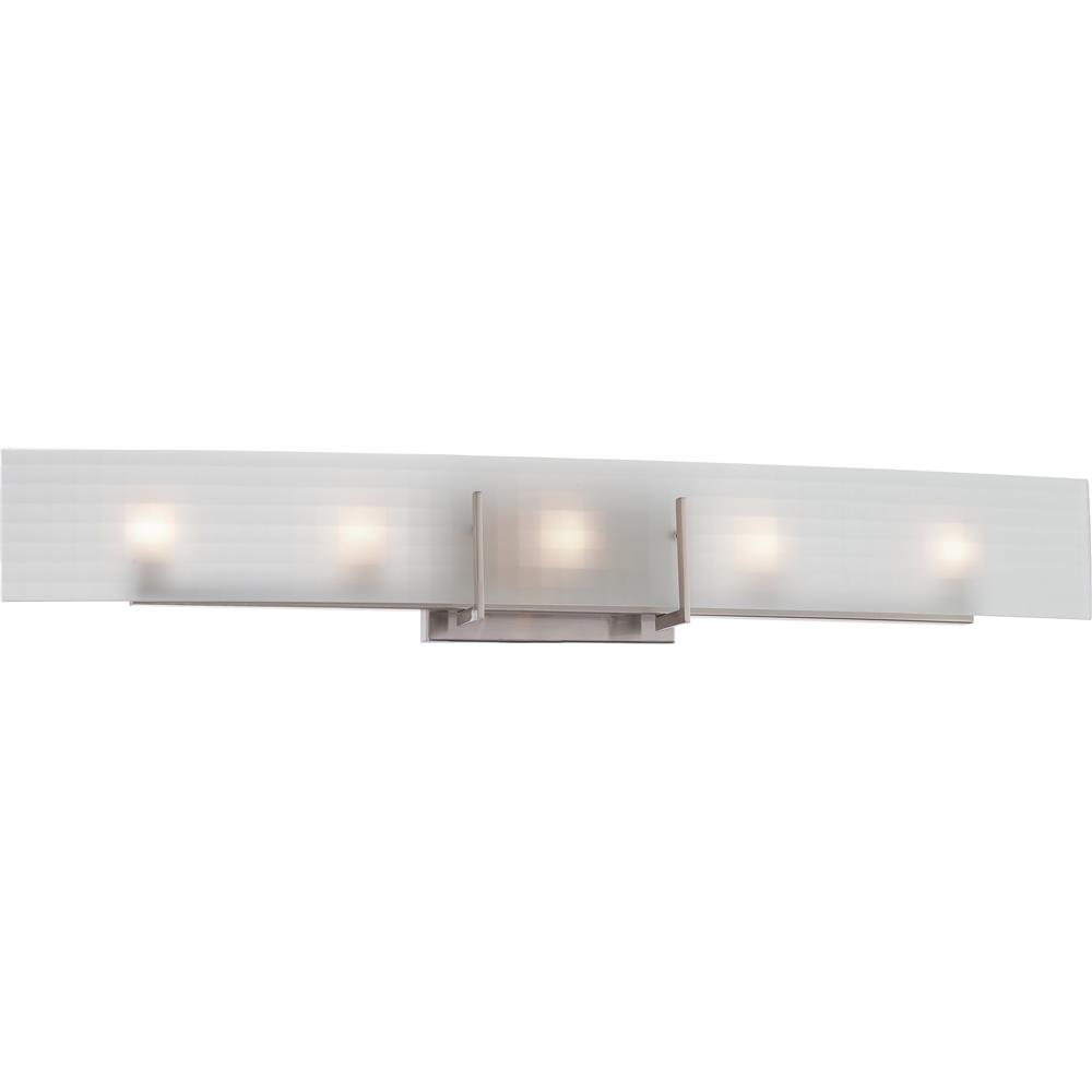 Nuvo Lighting 60/5188  Yogi - 5 Light Halogen Vanity Fixture with Frosted Glass - Lamps Included in Brushed Nickel Finish